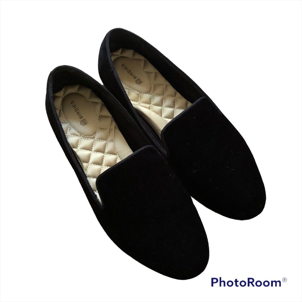 Birdies Women's Black Velvet Starling Flats Loafers Holiday SZ 9.5